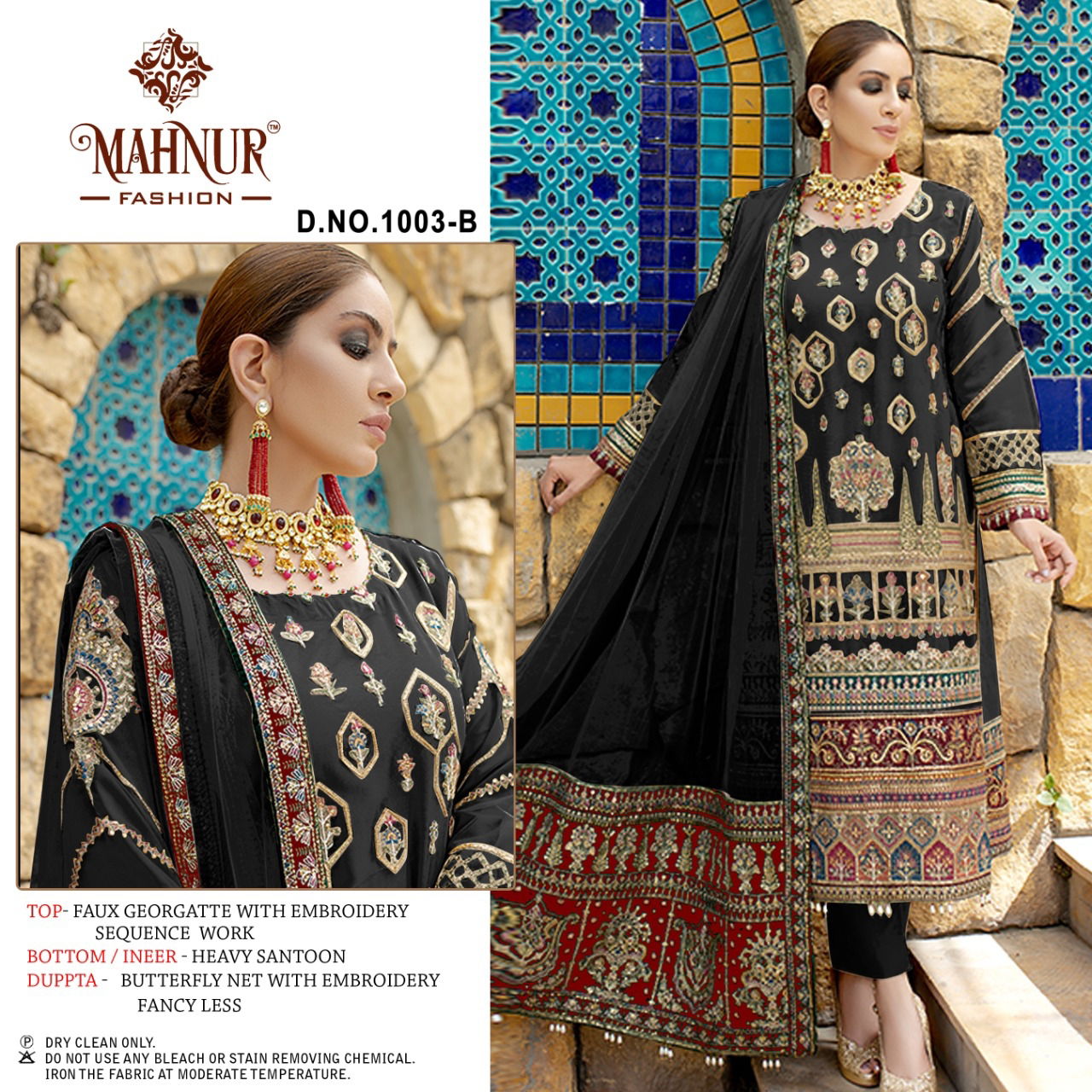 Mahnur 1003 B Festive Wear Heavy Embroidery Wholesale Georgette Suit
